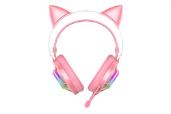 Гарнитура игровая проводная EH469 Pink (розовый), пара кошачьих ушек в комплекте, подсветка RGB, подключение USB, длина кабеля 2.4м - фото 13783915