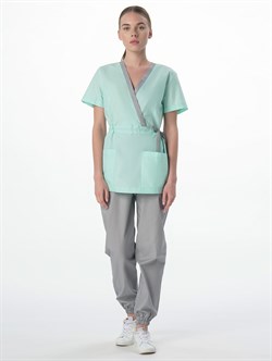 Костюм женский Симпл-001 (тк.Смесовая,120) MedLine, серый/мятный - фото 13789283