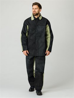 Костюм сварщика зимний комбинированный 2 кл.защиты(тк.Брезент,550/Спилок S=2,3), черный/бежевый - фото 13790677