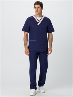 Костюм мужской Симпл-001 (тк.Смесовая,120) MedLine, т.синий/бежевый - фото 13790773