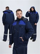 Куртка зимняя укороченная Фаворит (тк.Смесовая,240), т.синий/васильковый/серый